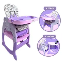 VOYAGE - Silla de Comer Carpeta Gato 3 en 1 Morado