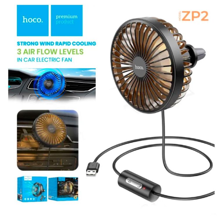 Ventilador para Auto - Portatil 3 Niveles de Aire USB HOCO ZP2