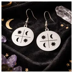 FERNANDA ROMERO JOYAS Y ACCESORIOS - Aretes "Luna y Estrella Colgantes" - elaboradas en Plata Nacional