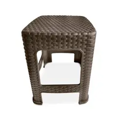 GENERICO - Banco Banquito Modelo Tipo Ratán Plástico Color Marrón