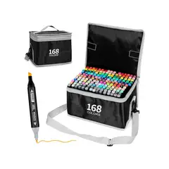 GENERICO - Plumones 168 Piezas Multicolor Estuche Con Correa