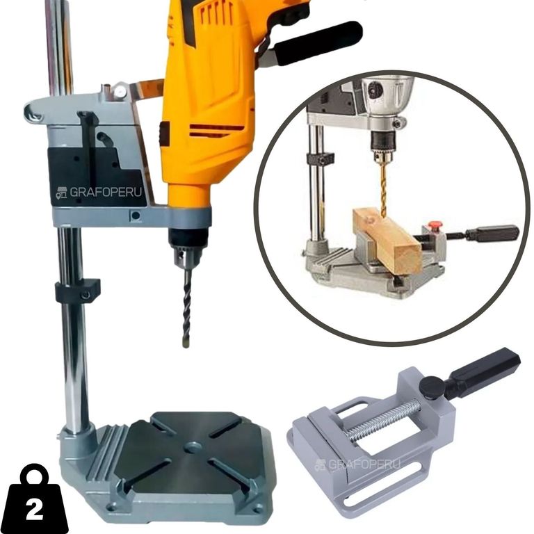 Soporte Taladro Vertical Base Hierro Pesado + Prensa Mordaza