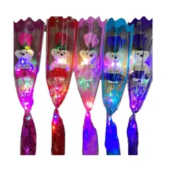 GENERICO - Kit 5 Rosas de regalo con osito y luces de amor