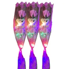 GENERICO - Kit 3 Rosas de regalo con osito y luces de amor