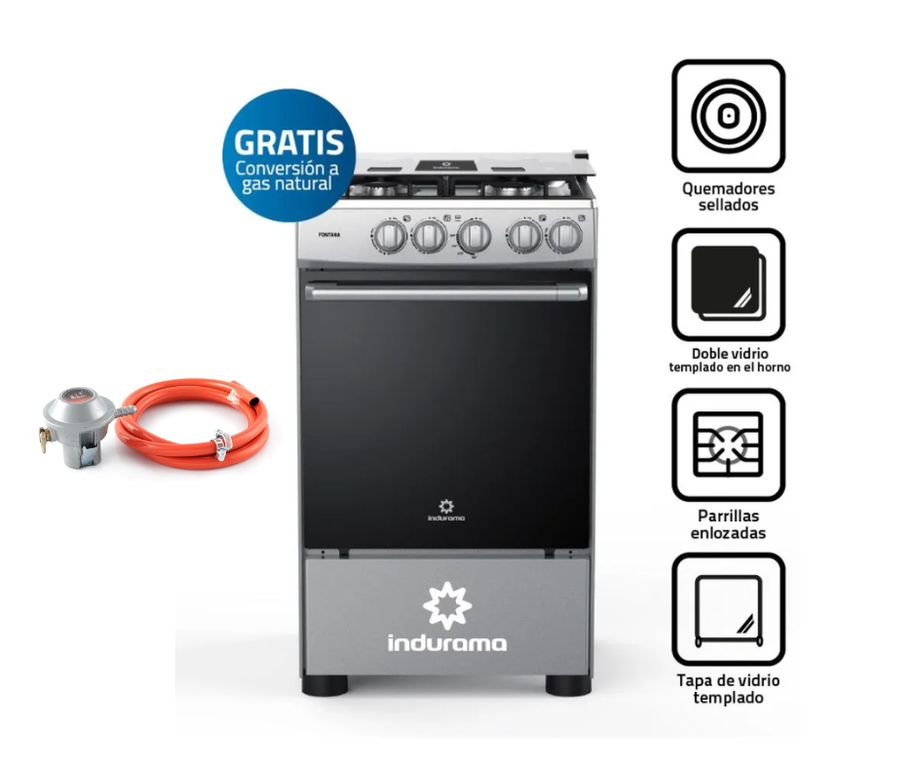 COCINA A GAS DE 4 HORNILLAS FONTANA + Valvula para Gas