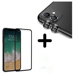 GENERICO - Mica de Camara Individual Iphone 12 Pro + Mica de Pantalla - Negro