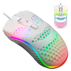 GENERICO - Mouse Gamer USB RGB Para PC y Laptop M10 1600 DPI Blanco