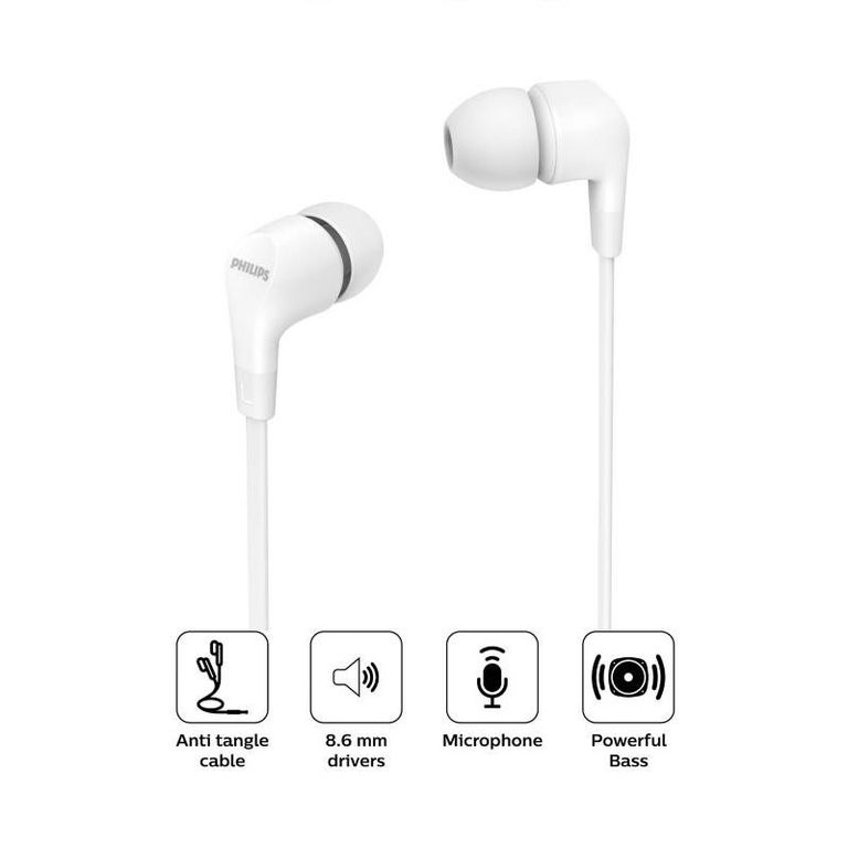 AUDIFONO CMICROF IN-EAR TAE1105WT 35MM BASS WHITE