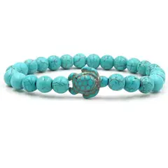 GENERICO - Pulsera Piedras Naturales Unisex Aguamarina Tortuga