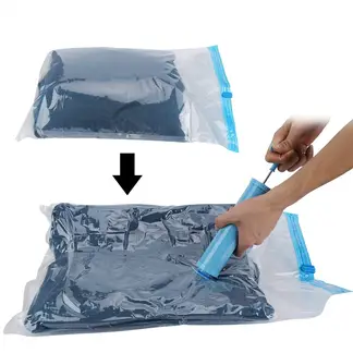 GENERICO - Bolsa al vacio de Ropa para Viajar 60 x 80 cm x2 unid + succionador