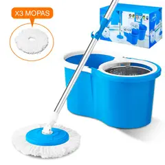 KELLER - Trapeador Escurridor Giratorio 3 Mopas CL88 Y Colgador Doble