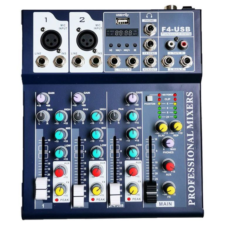 Mezclador 4 Canales con USB y Bluetooth