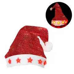 GENERICO - PACK DE 3 Gorros Navideño Escarchado 5 Estrellas Con Luces