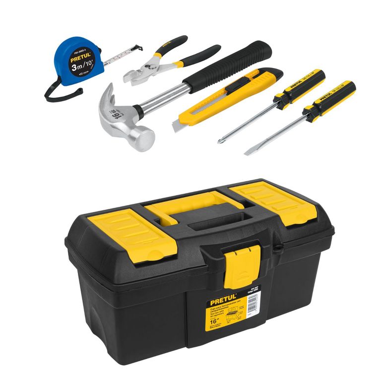 Caja de herramientas 16" + 6 herramientas