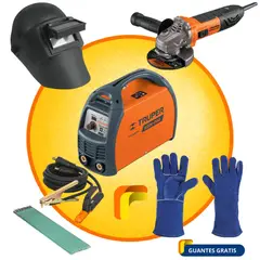 TRUPER - MEGACOMBO MAQUINA SOLDADOR 200A AMOLADORA ERGOPRO 850W CARETA, GUANTE