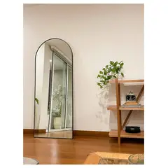 GENERICO - Espejo de arco ZEUS en fierro negro mate 180 x 75cm Vidrio Belga 4mm