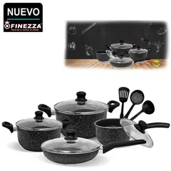 FINEZZA - Juego de Ollas Antiadherente 11PZAS FZ-X1705M Negro