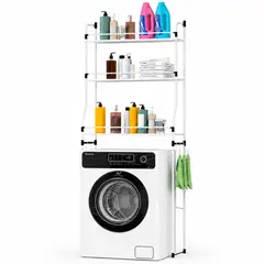 MINARI - Organizador de Lavanderia Estante sobre Lavadora y Baño Multiusos Blanco 189B