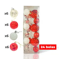 GENERICO - SET DE BOLAS NAVIDEÑAS ROJO X24 UND - 6 CM