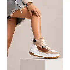 MAGDALENA SHOES - ZAPATILLAS BOTIN BEIGE MUJER 833