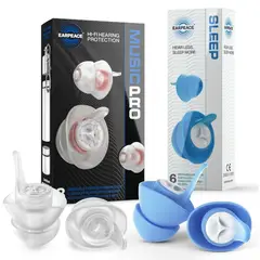 EAR PEACE - Pack- Tapones Antiruido Filtros Acústicos 20dB-30dB - Earpeace MUSIC PRO + SLEEP