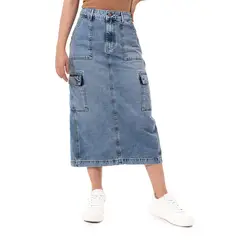 PIONIER - Falda Lar Denim Falmy Mujer