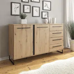 VENTITAS HOME - Aparador Industrial Lydie Duna y Negro