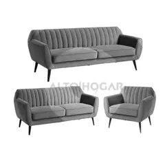 ALTO HOGAR - Juego de Sala 3 2 1 Dehlia Gris Oscuro