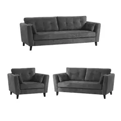 ALTO HOGAR - Juego de Sala 3 2 1 Handry Gris Oscuro