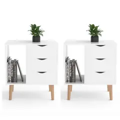 VENTITAS HOME - COMBO 2 Mesas de Noche Velador Vintage Alessia Blanco