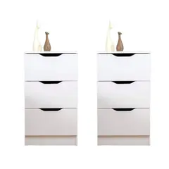 VENTITAS HOME - COMBO 2 Veladores Vintage Iker 3 Cajones Blanco