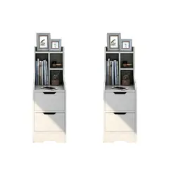 VENTITAS HOME - COMBO 2 Mesas de Noche Velador Vintage Grecia Blanco