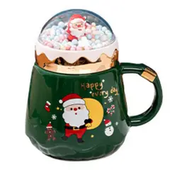 GENERICO - TAZA DE NAVIDAD CON ROSCA CON TAPA CON MUÑECO DE NIEVE COLOR VERDE