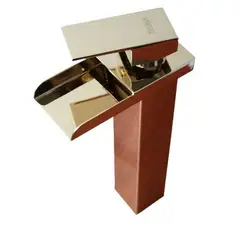 GENERICO - Monocomando 30 cm Ovalín Oro Cuadrado Caída Catarata