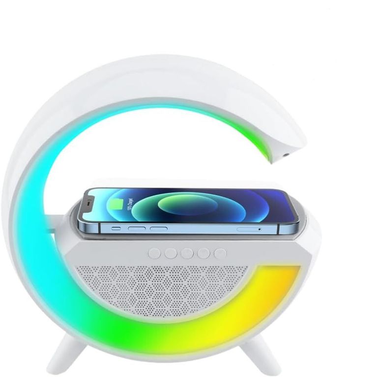 Lámpara G Con Cargador Inalámbrico Altavoces Bt Usb Aux Tf Rgb