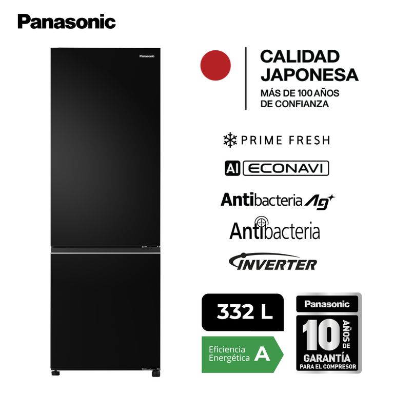 Refrigeradora Bottom Freezer BV361 332L Inverter Color Negro Espejado