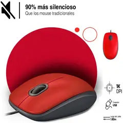 LOGITECH - MOUSE M110 SILENT - ROJO
