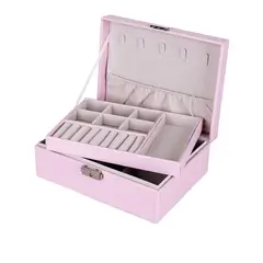 GENERICO - Joyero Organizador Cofre 2 Niveles Anillos Aretes Pulseras Collares