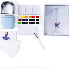 GENERICO - Miya Acuarela sólida - travel kit - 18 colores - AZUL