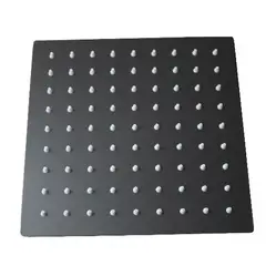 GENERICO - Cabeza de ducha 8 Negro Cuadrado