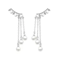 VATYERTY - Moda 925 tremella clavo pendientes largos de la borla