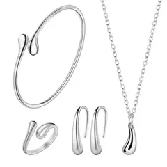 VATYERTY - 4 piezas de collar de pulsera de aretes de mujer en plata esterlina