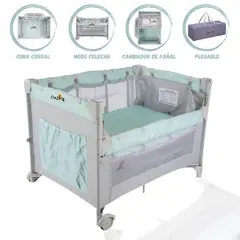 INFANTI - Cuna Corral Reyna para Bebés «ALWAYS TOGETHER » Menta