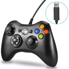 GENERICO - Mando con Cable Usb para Xbox 360 Pc Windows Joystick NJX301 Negro