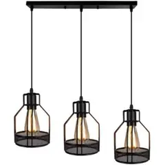 HOME NEAT - Lámpara de colgante retro 3 cabezas lámpara techo metal e27 negro