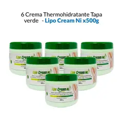GENERICO - 6 Crema Corporal Thermohidratante Tapa Verde- Lipo Cream Ni 500gr