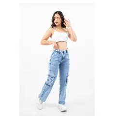 GENERICO - Pantalones Cargo - Denin rigido Dama