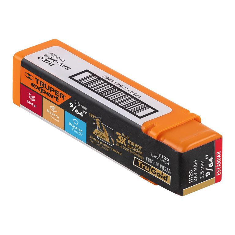 Pack x 10 : Broca HSS 9/64" (3.5mm ) 11120 Cobalto - Dorada