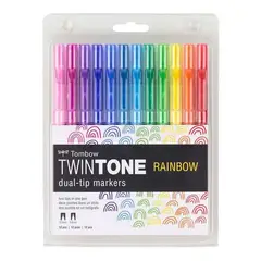 TOMBOW - Marcadores doble punta Twintones - Set Arcoiris 12und