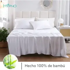 HYPNO HOME - Set De Sábanas 100% De Bambú 1.5 Plz - Blanco